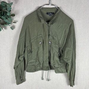 Lulu's > Green Utility Jacket with Cinched Waist Small